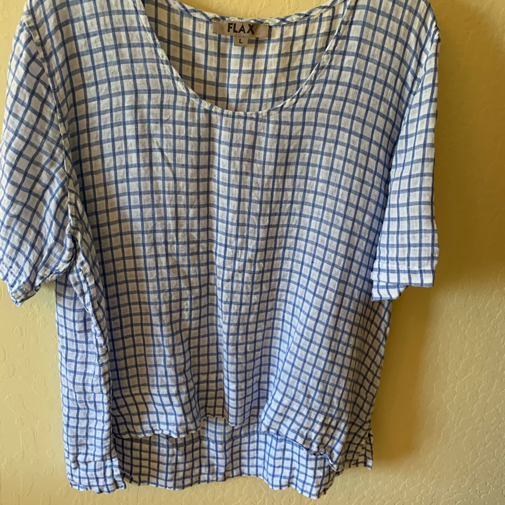 Flax Blue Boxy Blouse Relaxed Fit size L
